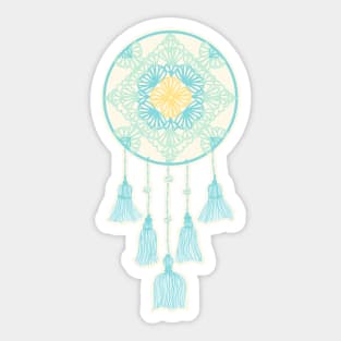 teal and yellow dreamcatcher Sticker